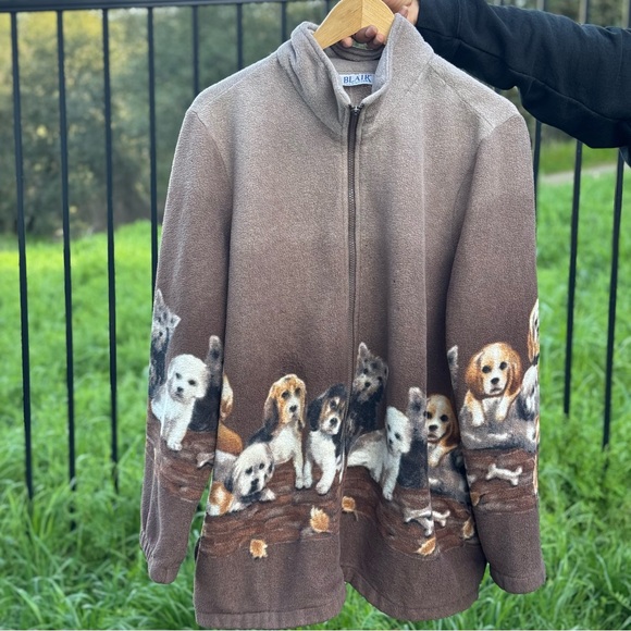 Blair Other - Unisex Vintage 90’s Blair Puppy Dog Fleece All Over Print Zip Up Jacket XL